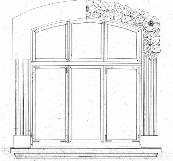 Bestandsaufnahme eines Fensters mit Jugendstildekor